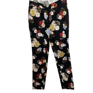 H&M Women's Black w/ Floral Pattern Skinny‎ Pants Size 6